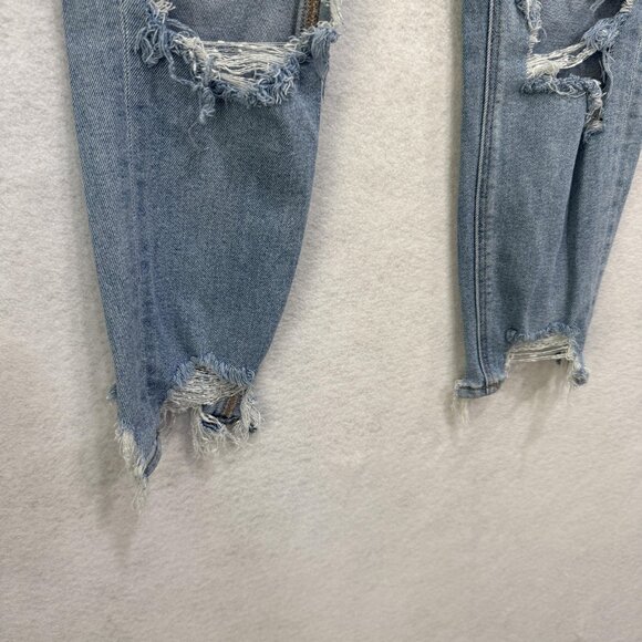 American Eagle Jeans Womens 4 Blue Distressed Mom Jean High Rise Ripped Denim - Picture 3 of 14